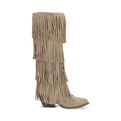 Bottes taupe en daim avec talon de 7,2 cm, Primadonna, 26B800512CMTAUP038, 001a