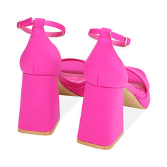 Sandali platform fucsia in tessuto, tacco 9,5 cm, Primadonna, 212158215LYFUCS035, 003 preview