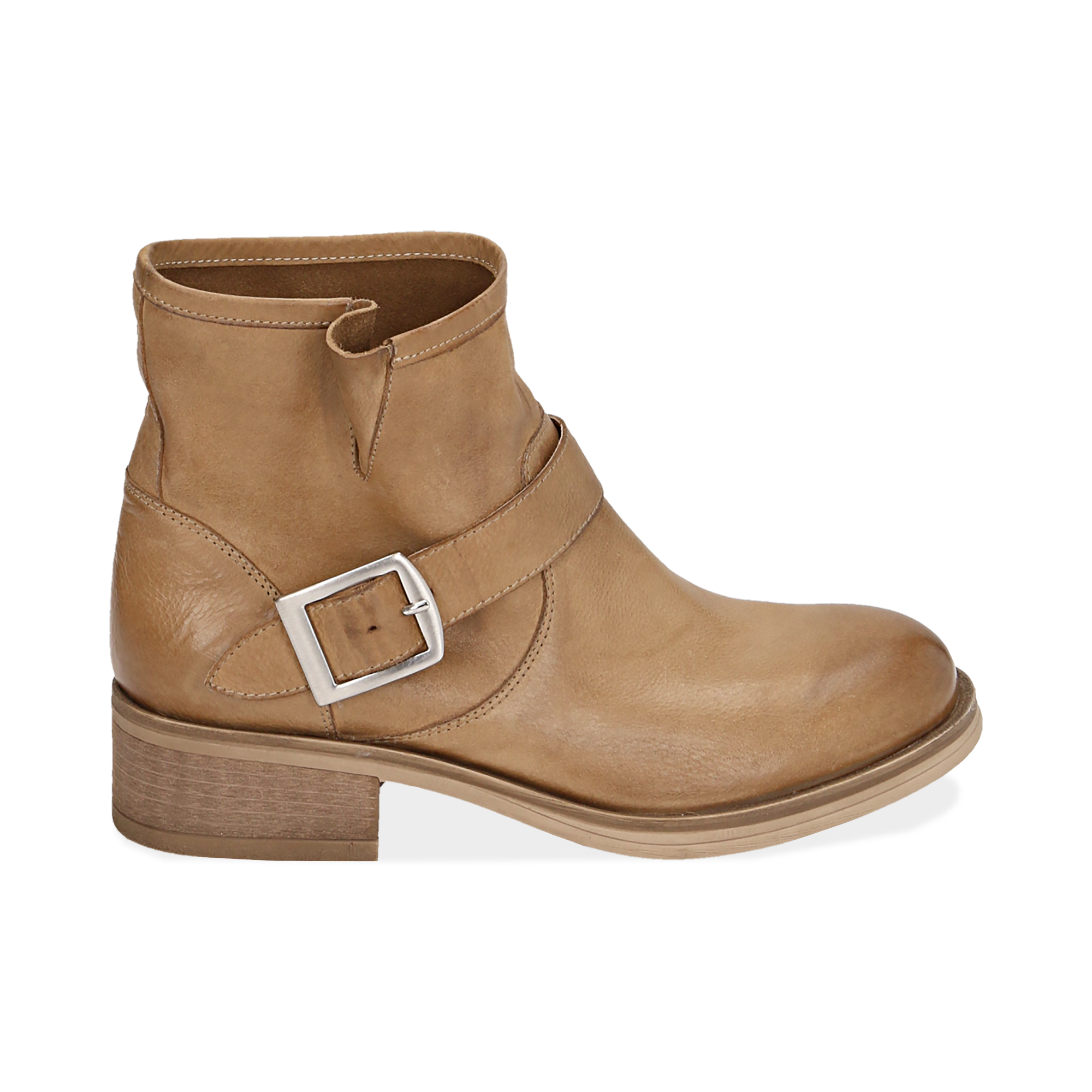 Botas biker de piel en color cuero | Primadonna Collection