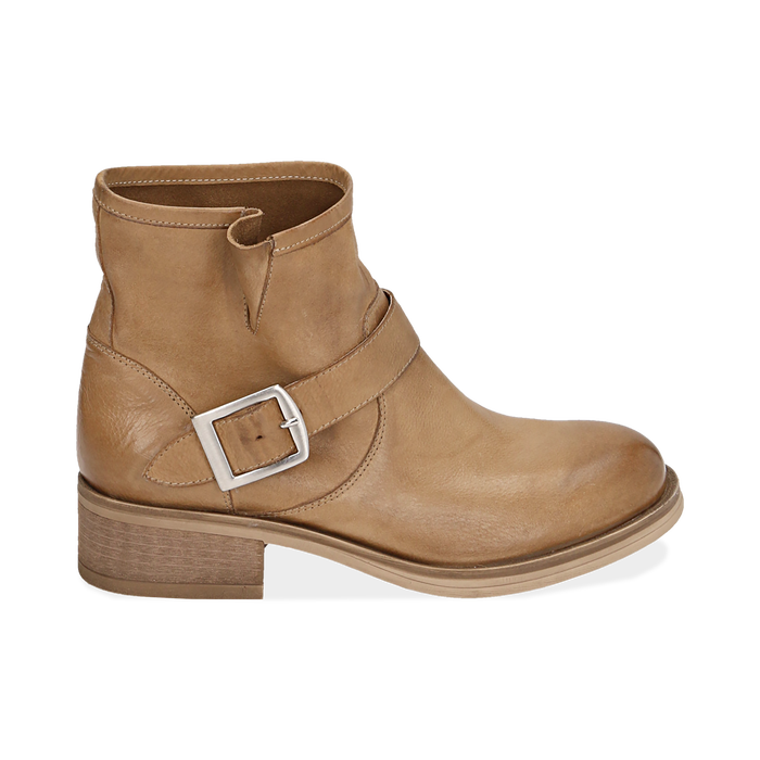 Bottines Biker Camel En Cuir Primadonna Collection