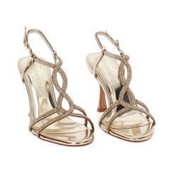 Sandalo donna oro in laminato, tacco 8,5 cm, Primadonna, 254947875LPOROG035, 003 preview