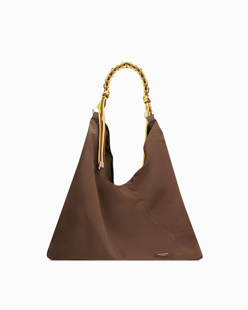 Borsa a spalla testa di moro con tasche, DK BROWN