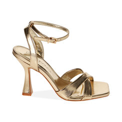 Sandali oro laminato, tacco 9,5 cm, Primadonna, 212101906LMOROG035, 001 preview