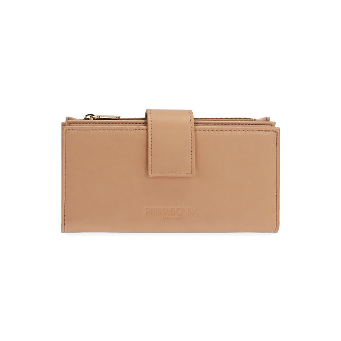 Cartera de mujer beige con logo dorado | Prmadonna Collection