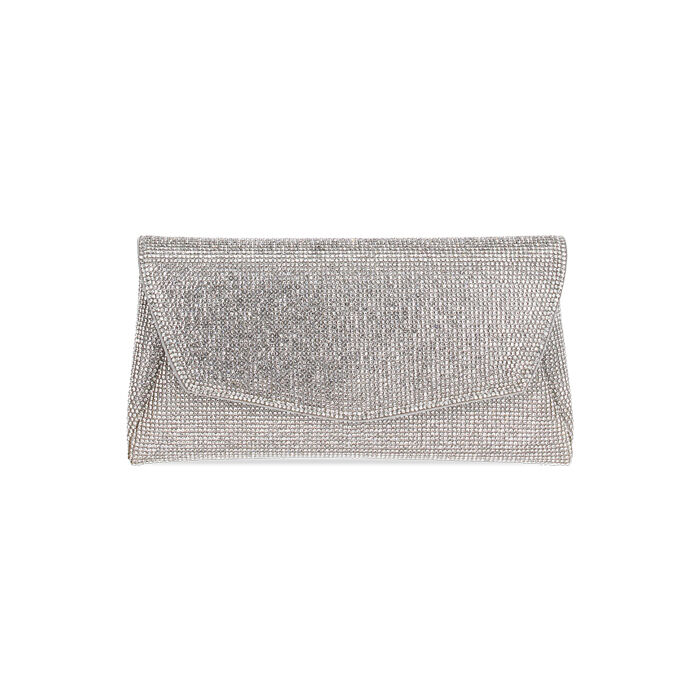 Pochette donna argento in laminato con pietre, Primadonna, 255126052LPARGEUNI