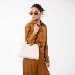 Bolso de mano crema con bandolera removible, Primadonna, 272323636EPPANNUNI, 002a