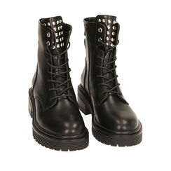 Botas militares negras, tacón de 5 cm., 200624806EPNERO036, 002a