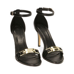 Sandali neri con staffa, tacco 9,5 cm , Primadonna, 192113602EPNERO036, 002 preview