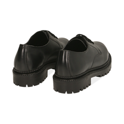 Chaussures à lacets noires en cuir, Soldés, 16B811411PENERO035, 004 preview