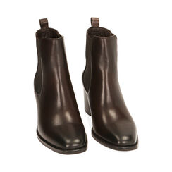 Chelsea boots testa di moro in pelle, tacco 6,5 cm , Primadonna, 209404554PEMORO035, 002 preview