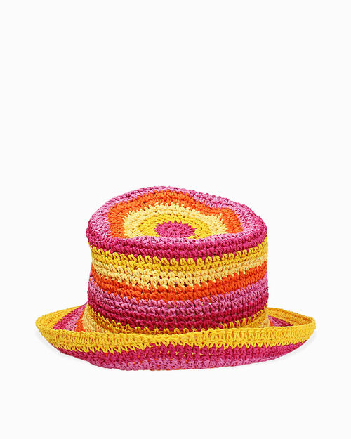 Cappello donna giallo in raffia, 