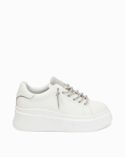 Zapatillas deportivas blancas con suela ligera de mujer, WHITE