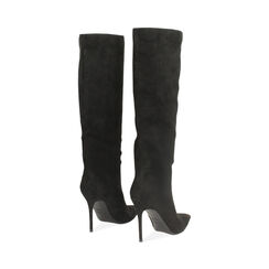 Bottes noires en microfibre avec talon de 10 cm, Primadonna, 262104501MFNERO035, 004 preview