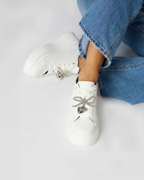 Zapatillas deportivas blancas con tac&oacute;n de 6 cm, WHITE