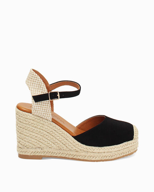 CHAUSSURES POUR FEMMES SEMELLES COMPENS&Eacute;, BLACK