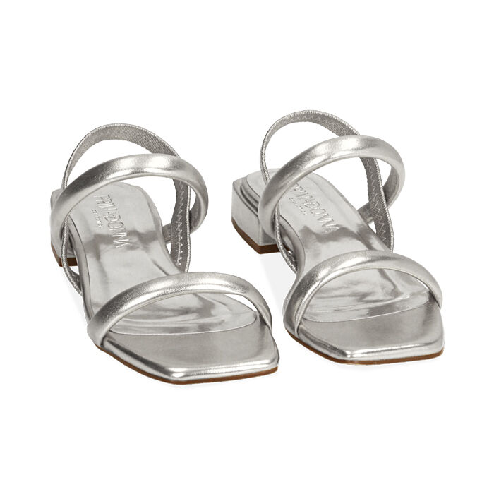 Sandalias mujer flat plata laminada Primadonna Collection
