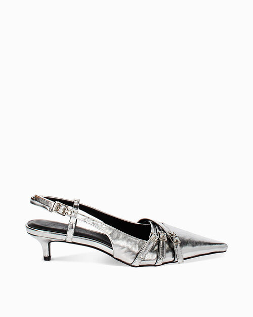D&eacute;collet&eacute; slingback argent&eacute; &eacute;l&eacute;gantes, SILVER