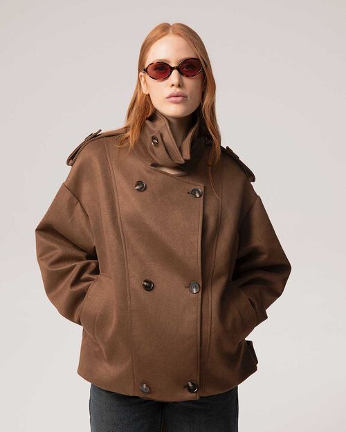 Trench marron en microfibre pour femme, BROWN