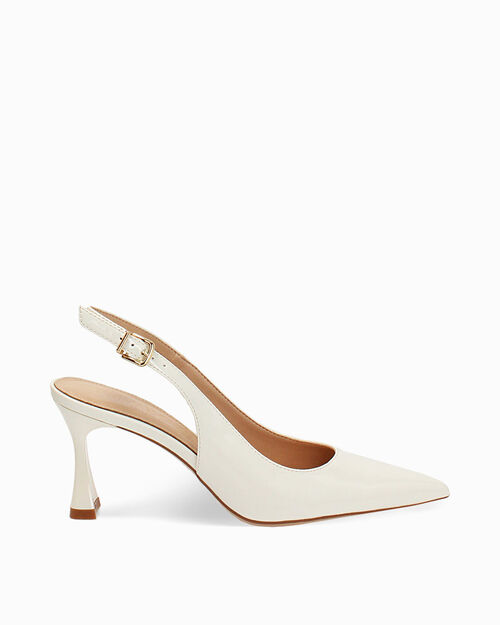 Zapato de sal&oacute;n crema tac&oacute;n 7,5 cm, CREAM