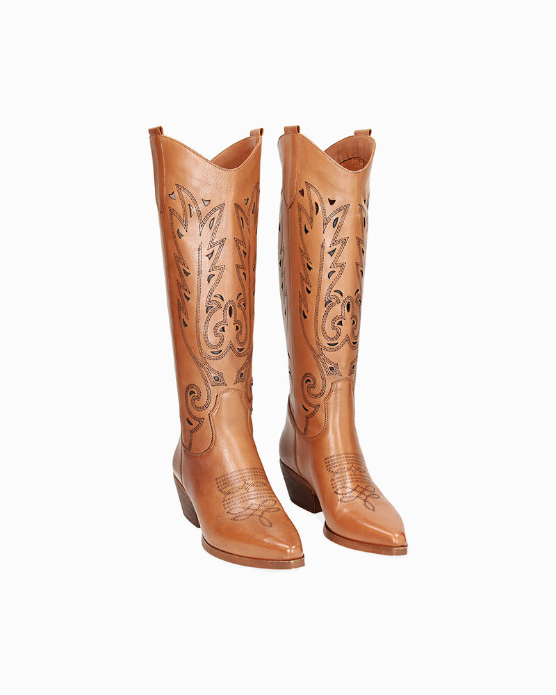 Bottes texanes cognac en cuir image number null