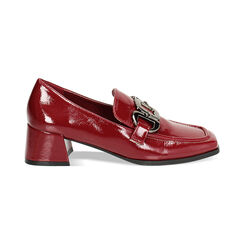 Mocassino bordeaux in naplak, tacco largo 5 cm, Primadonna, 244937147NPBORD036, 001 preview