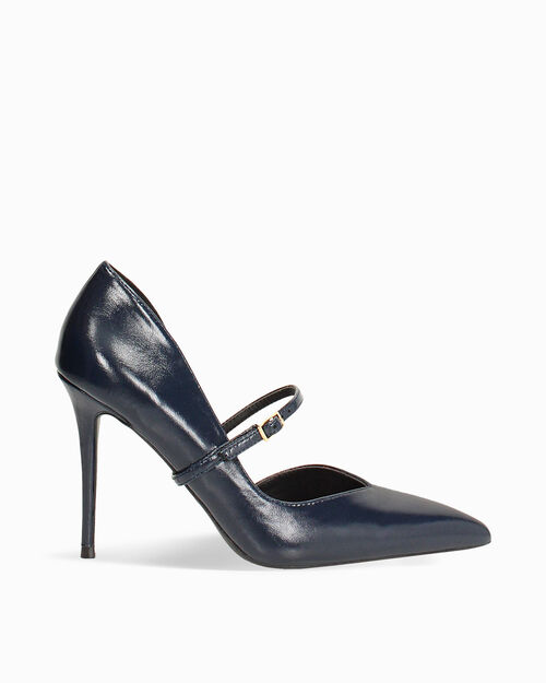 D&eacute;collet&eacute; azul con cintur&oacute;n tac&oacute;n 10 cm, BLUE