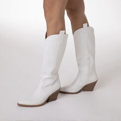 Bota texana blanca tac&oacute;n 5 cm, Zapatos, 273073127EPBIAN035, 002a