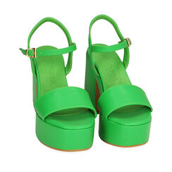 Sandali verdi, tacco-zeppa 10,5 cm , Primadonna, 19N205311EPVERD035, 002a