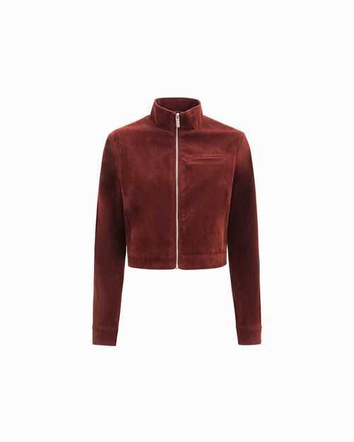 Cazadora burdeos mujer en microfibra, BURGUNDY