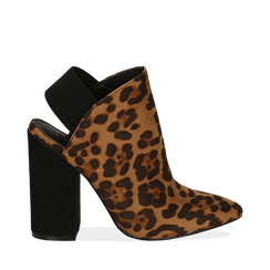 Mules leopard in microfibra, tacco 11 cm , Scarpe, 142186941MFLEOP036, 001a