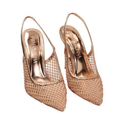 Décolleté slingback rosa oro in rete, Primadonna, 212179736EPRAOR036, 002 preview