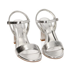 Sandali argento laminato, tacco 8 cm, ULTIME OCCASIONI, 214903601LMARGE037, 002 preview