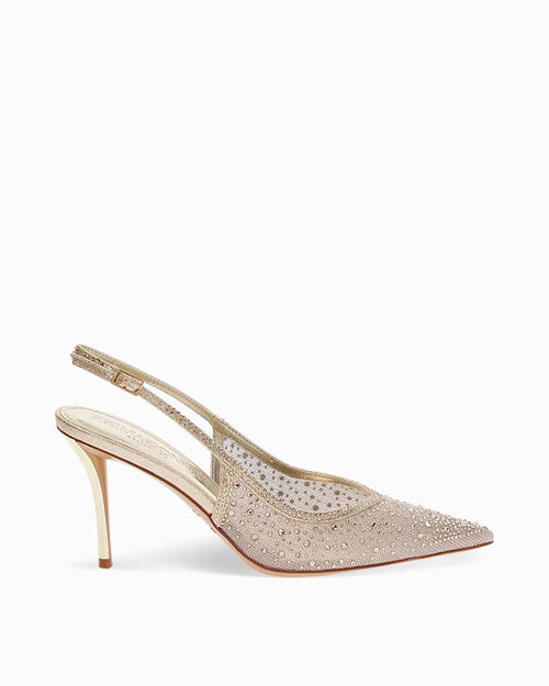 Escarpin slingback dor&eacute; talon 8,4 cm