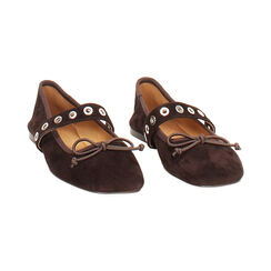 Ballerina in camoscio testa di moro con soletta in pelle, Primadonna, 26N145016CMMORO040, 003 preview