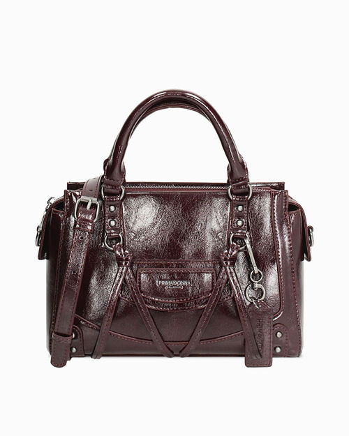 Mini bag burdeos brillante con correa removible, BURGUNDY