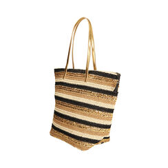 Borsa mare nero/oro in paglia, 21J902740PGNEORUNI, 002a