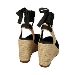 Espadrillas nere in raso, zeppa 10 cm, Primadonna, 214998040RSNERO035, 003 preview