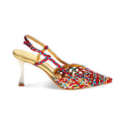 D&eacute;collet&eacute; slingback donna multicolor intrecciate, tacco 7,5 cm, Primadonna, 252136310LIMURO035, 001 preview