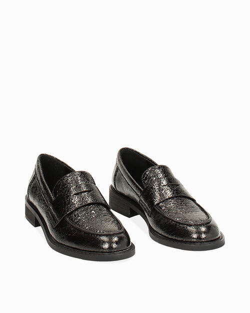 ZAPATOS MOCASIN LAMINADO CRACK NERO, BLACK