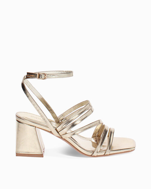 CHAUSSURES POUR FEMMES SANDALE LAMIN&Eacute; OR, GOLD