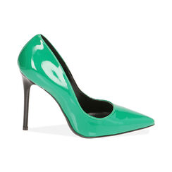 Escarpins en cuir verni vert, talon de 11 cm, Primadonna, 20N296501VEVERD035, 001 preview