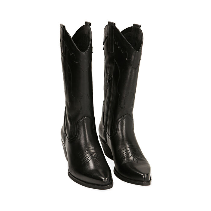 Bottes texanes femme noires en cuir Primadonna Collection