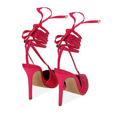 D&eacute;collet&eacute; lace-up fucsia in raso, tacco 11 cm , Primadonna, 204939401RSFUCS036, 003 preview