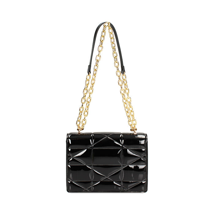 Borsa a tracolla nera in vernice con impunture Primadonna Collection