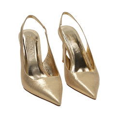 Décolleté slingback oro, tacco 9 cm, Primadonna, 212194101TSOROG035, 002 preview