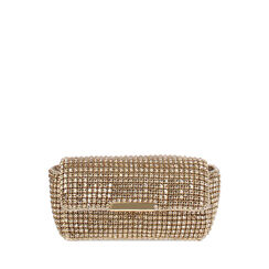 Bolso sobre mujer dorado laminado con piedras, Primadonna, 255190310LPOROGUNI, 001a