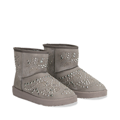 Scarponcini invernali grigi con mini borchie, Primadonna, 12A880115MFGRIG036, 002a