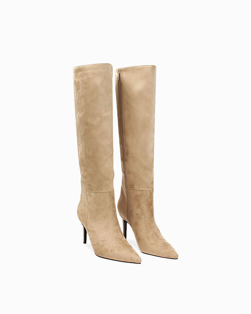 Bota marr&oacute;n oscuro tac&oacute;n 8,2 cm, TAUPE