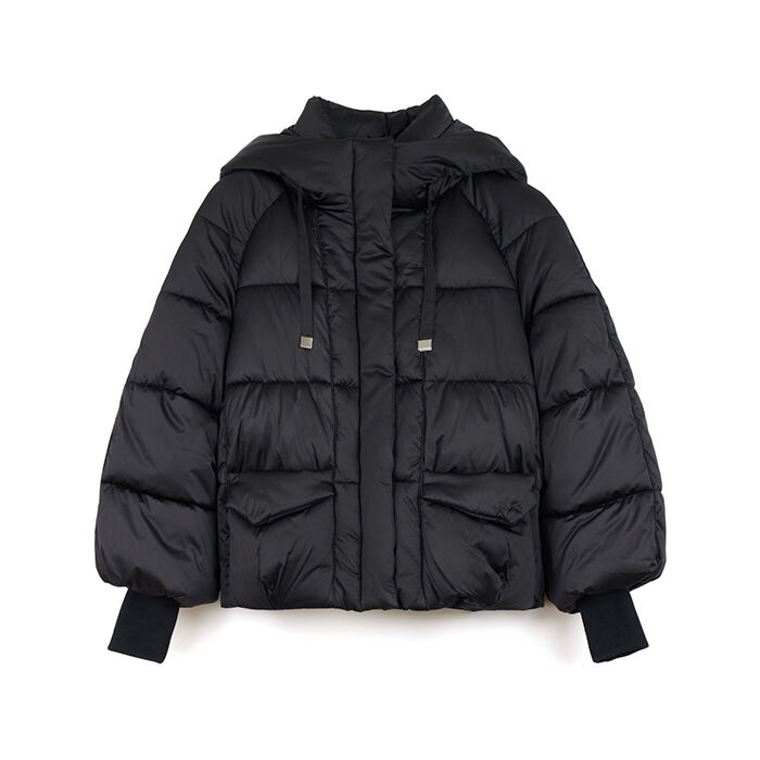 Piumino nero corto con cappuccio, Primadonna, 266506331TSNEROM
