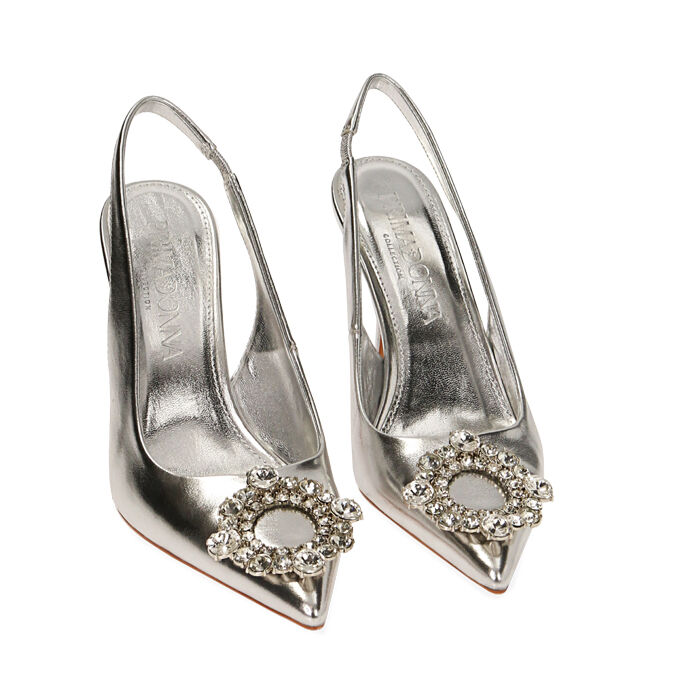 Decollete slingback donna gioiello argento tacco 9 5 cm Primadonna Collection